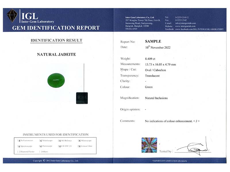 GEMS TESTING SERVICES IGL INTER GEM LABORATORY