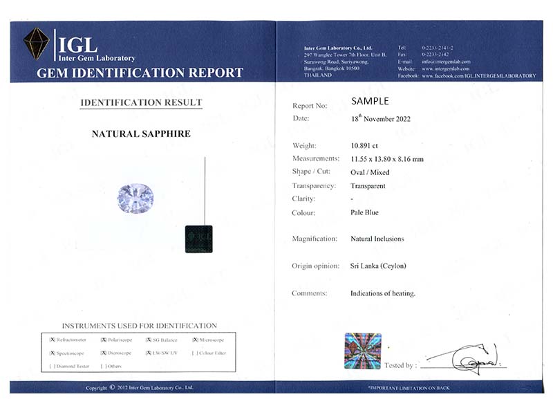 GEMS TESTING SERVICES IGL INTER GEM LABORATORY