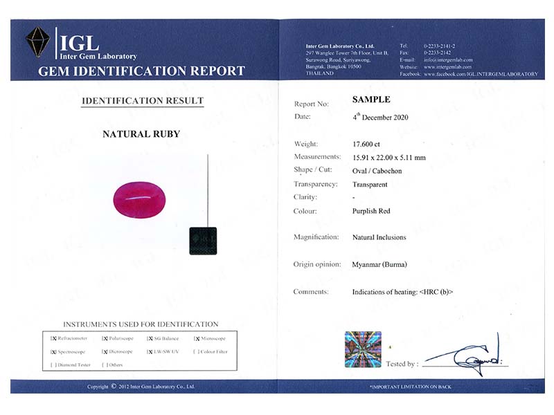 GEMS TESTING SERVICES IGL INTER GEM LABORATORY