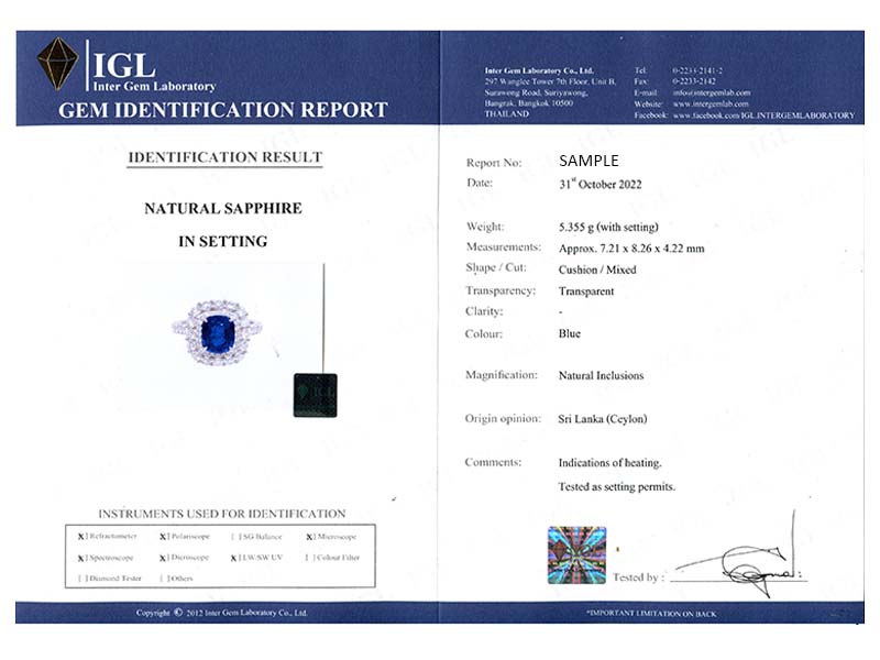 GEMS TESTING SERVICES IGL INTER GEM LABORATORY