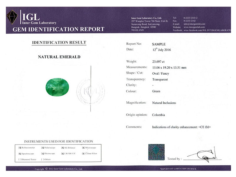 Gems Testing Services IGL Inter Gem Laboratory