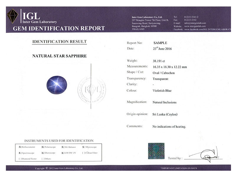 GEMS TESTING SERVICES IGL INTER GEM LABORATORY