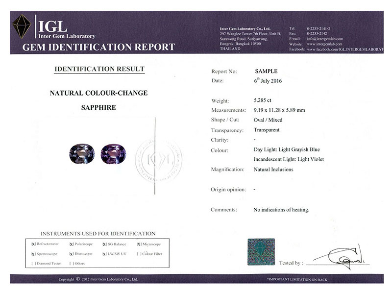 GEMS TESTING SERVICES IGL INTER GEM LABORATORY