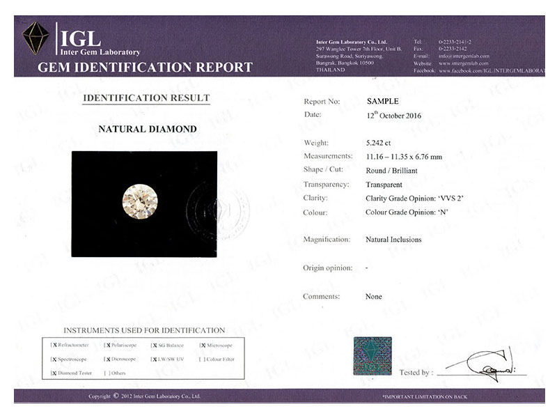 GEMS TESTING SERVICES IGL INTER GEM LABORATORY
