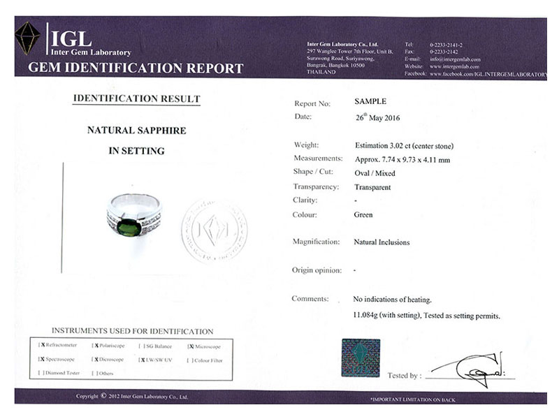 GEMS TESTING SERVICES IGL INTER GEM LABORATORY